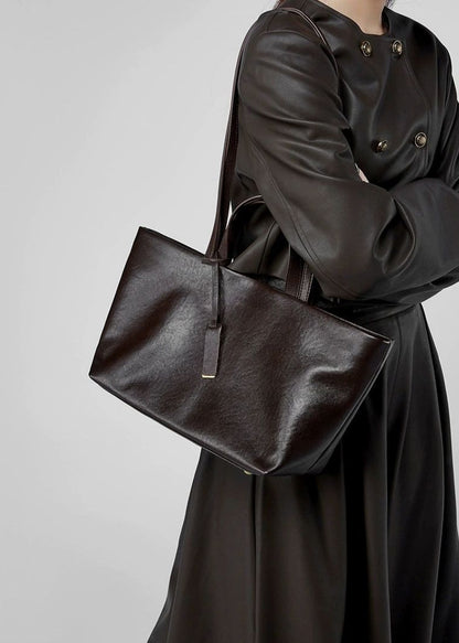 Structured Leather Tote with Crossbody Strap