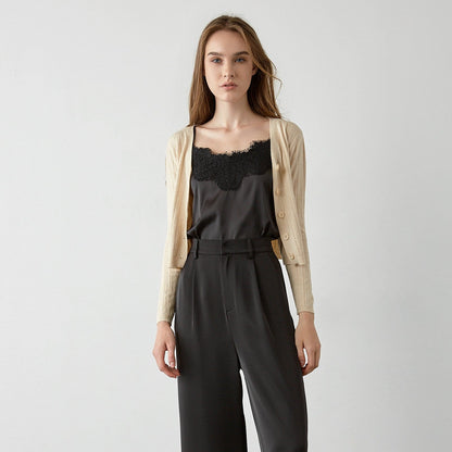 Abril Beige Button-Up Cardigan