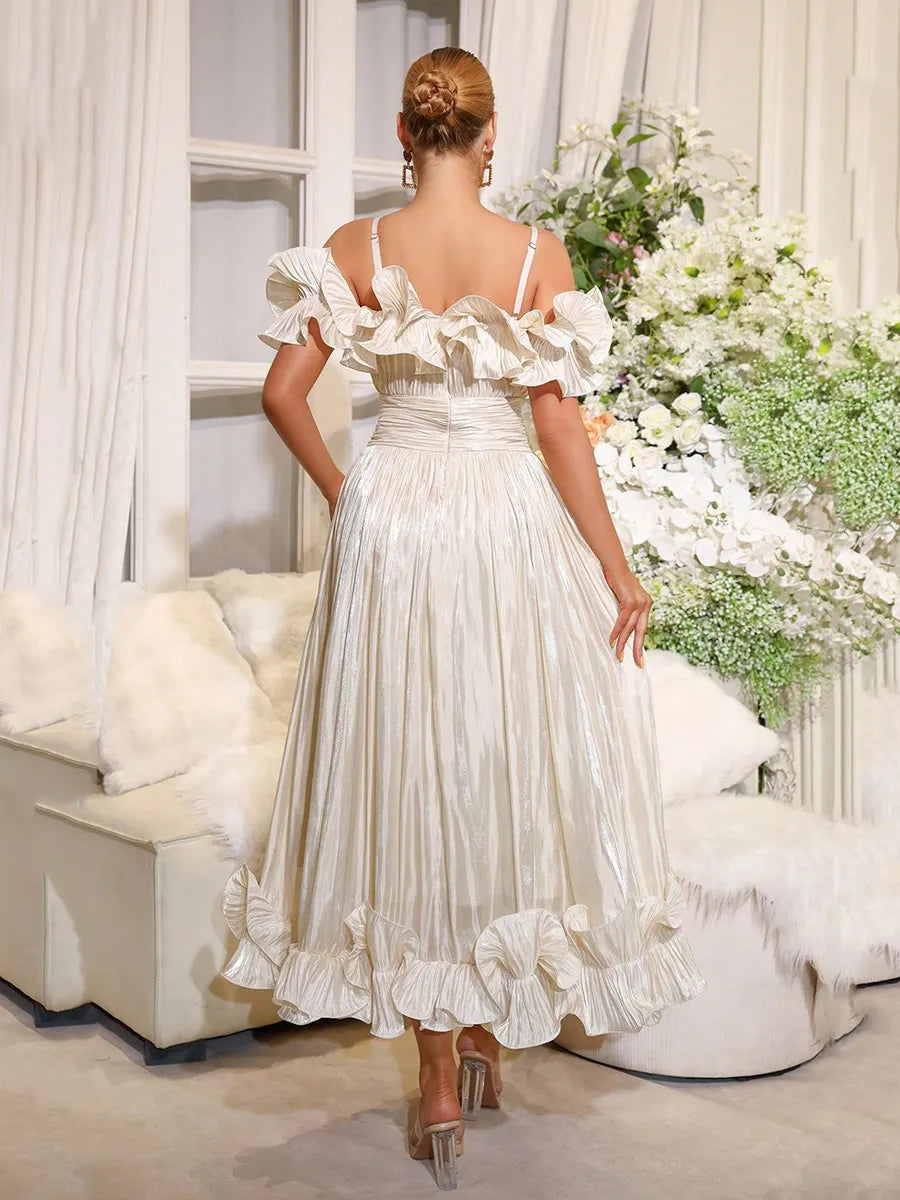 Peyton Ruffled Pleated Maxi Dress