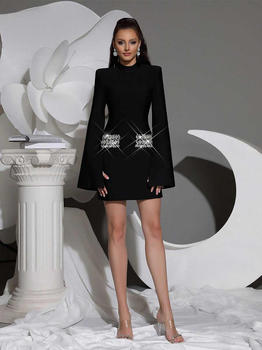 Karina Diamond Long Sleeved Mini Dress