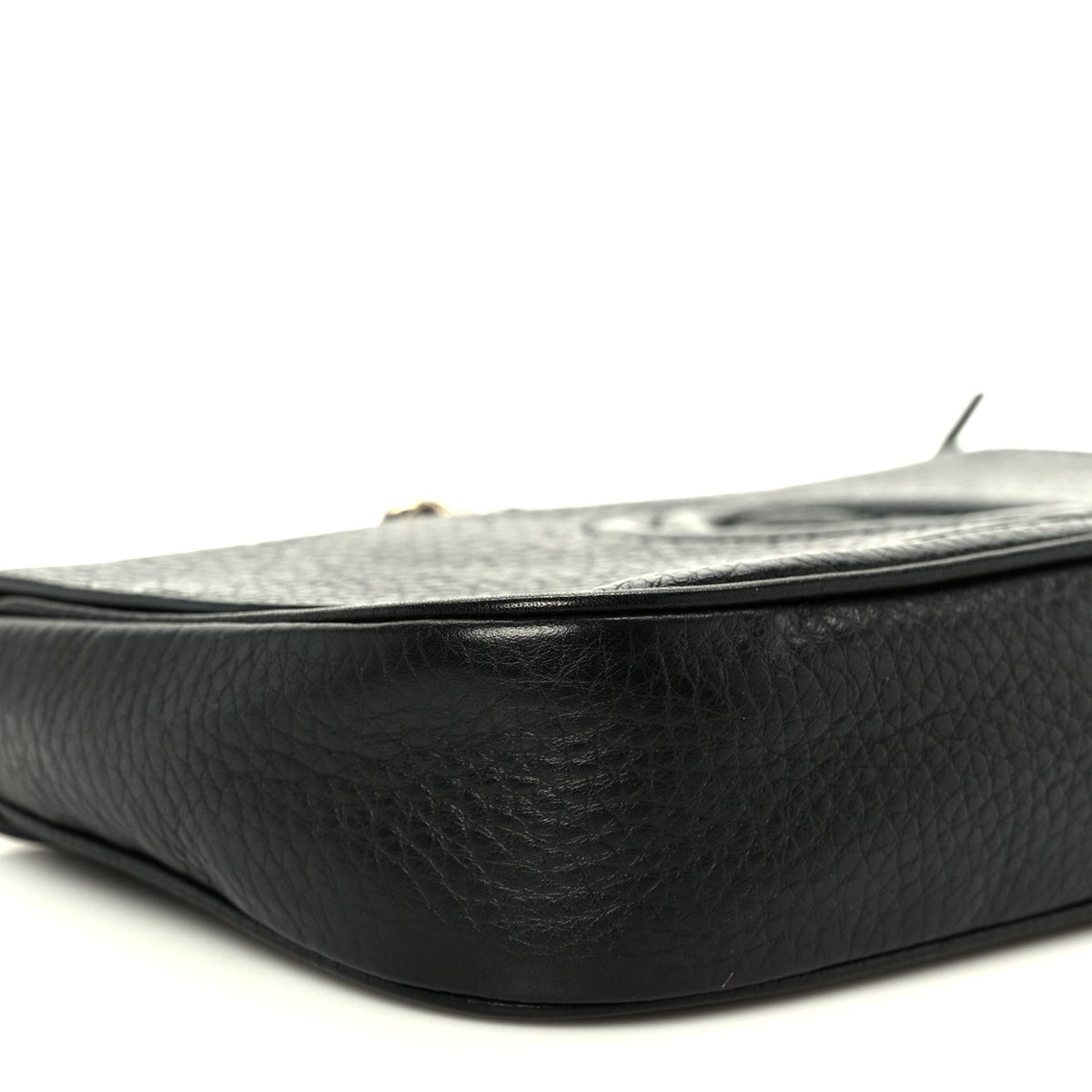Pebbled Calfskin Medium Soho Flap Crossbody Black