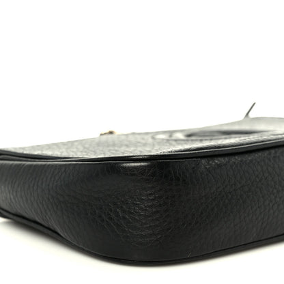 Pebbled Calfskin Medium Soho Flap Crossbody Black