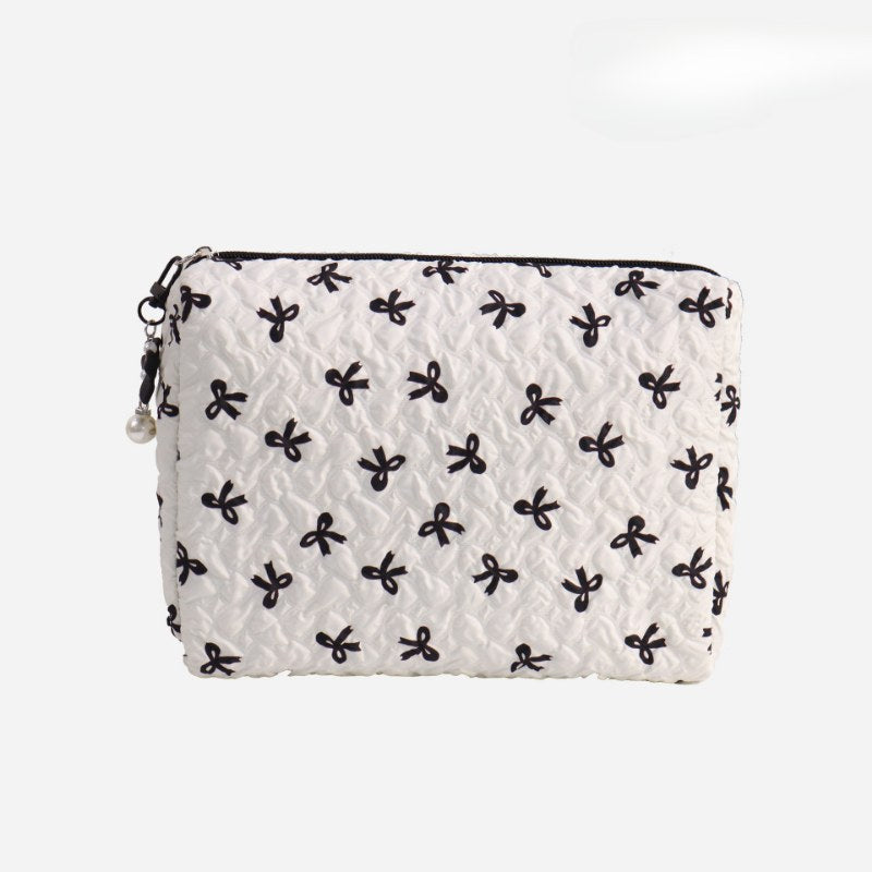 Bow Print Large Capacity Sweet Make Up Bag