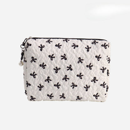 Bow Print Large Capacity Sweet Make Up Bag