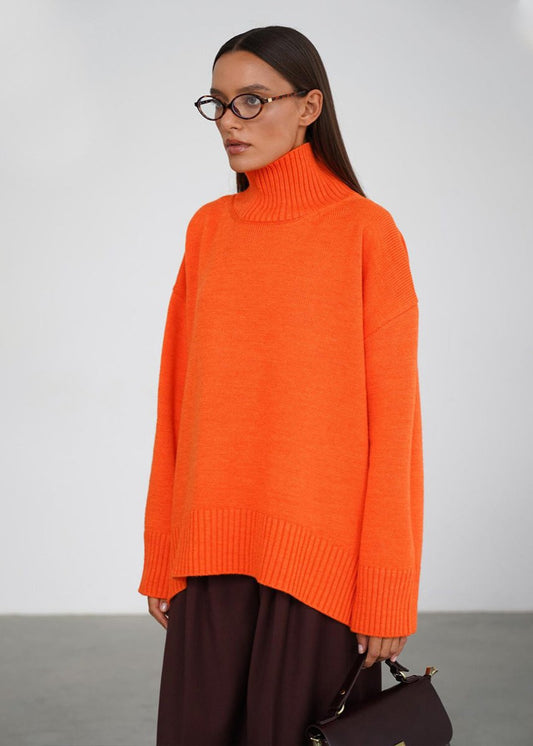 Oversized Knit Sweater Soft Fabric Turtleneck
