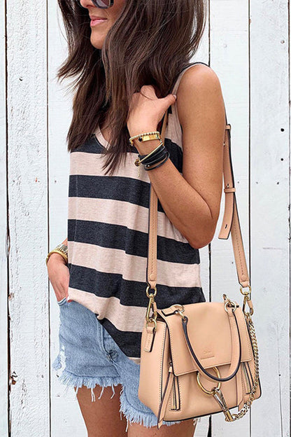 V Neck Striped Tank Top