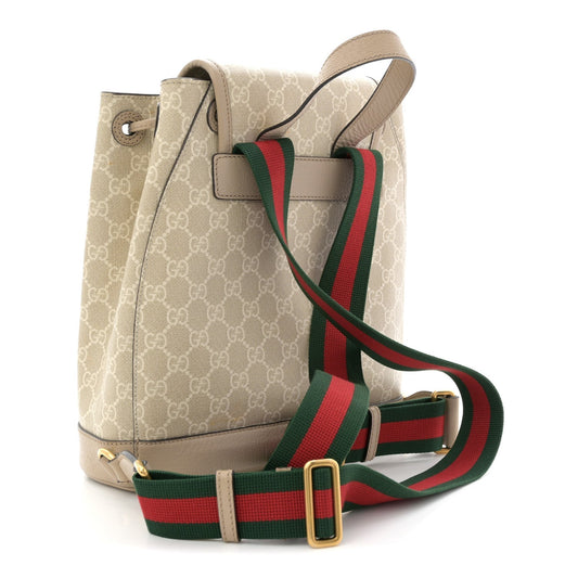 GG Supreme Monogram Azalea Calfskin Retro Interlocking G Buckle Backpack Beige Mystic White