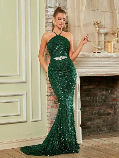 Iris Sequined Fish Tail Maxi Dress