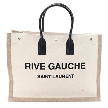 Linen Calfskin Rive Gauche Tote Optic White