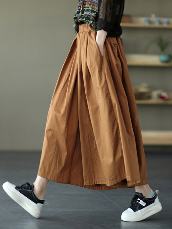 Vintage Casual Loose Ramie Cotton Wide Leg Pants