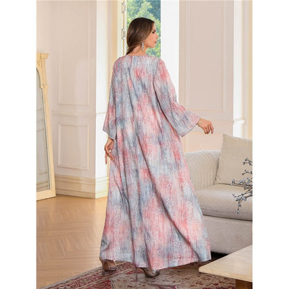 Floral Print Beaded Long Robe