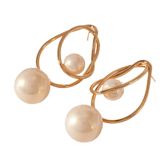 Earwish - Vintage Beaded And Metal Hoop Earrings - Classic