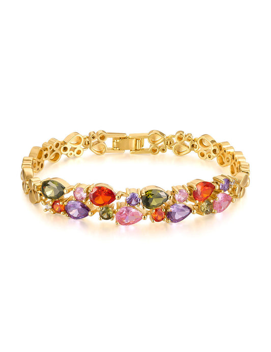 Colorful Cubic Zirconia Heart Double-Layer Bracelet