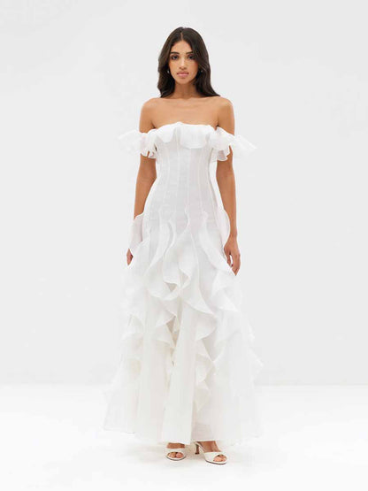 Elena One-Shoulder Ruffled Maxi Dress