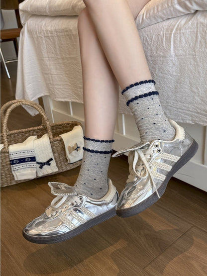 Rufia - White Mid-calf Socks with Various Patterns – 7 Options