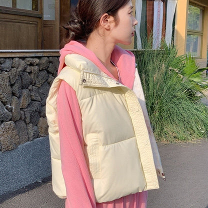 Collar Solid Color Vest Outerwear