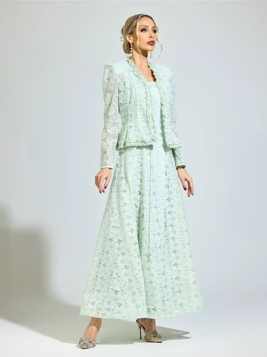 Estelle Elegant Green Two-Piece Lace Set