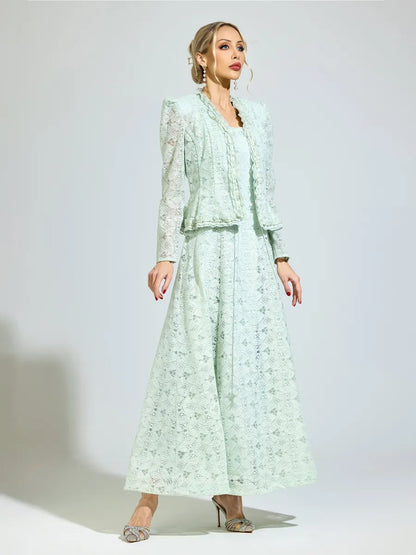Estelle Elegant Green Two-Piece Lace Set