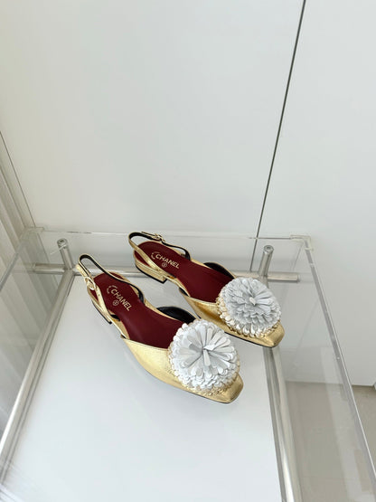 CC 26 Flower-shaped Sandal Gold Silver Lambskin 597409