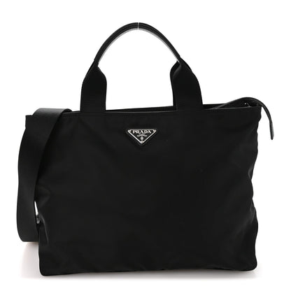 Nylon Vela East West Shopper Tote Black