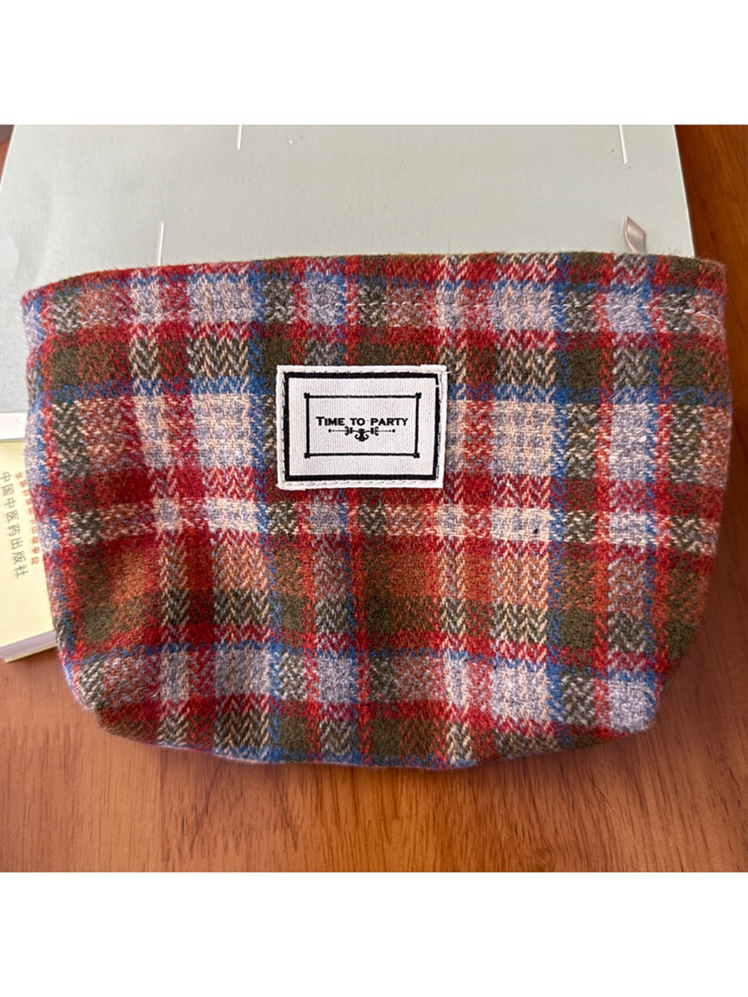 Cosbai - Cosmetic Bag with Classic Plaid Patterns