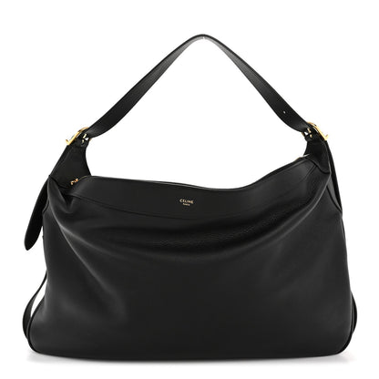 Supple Calfskin Large Romy Shoulder Bag Black