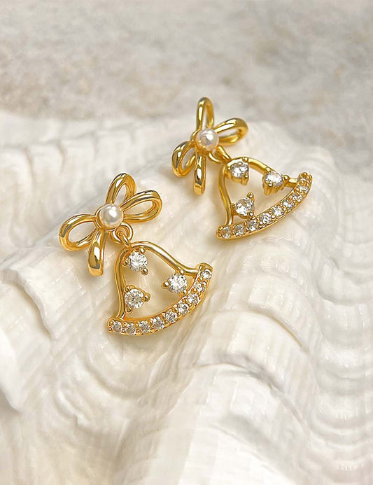 Elegant Hollow Bow Knot Bell Dangle Earring