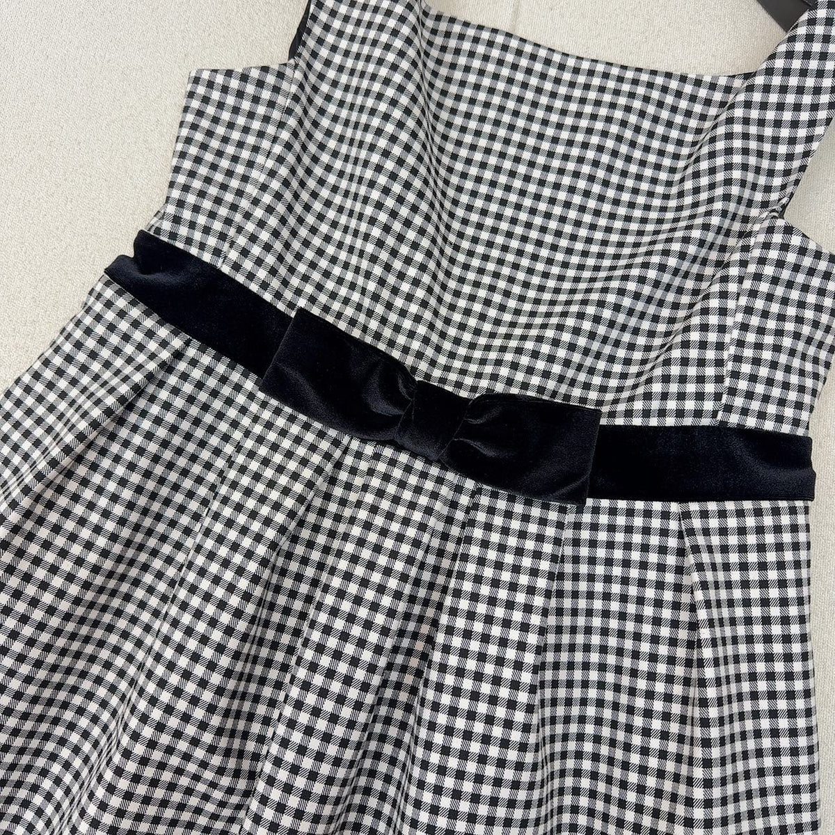 Celine 25 Bow Dress Black mix White Polyester Cotton 607798