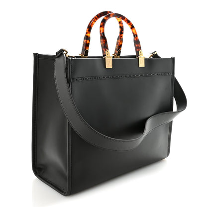 Vitello King Plexiglass Elaphe Snakeskin Print Logo Medium Fendi Sunshine Shopper Tote Dark Asphalt