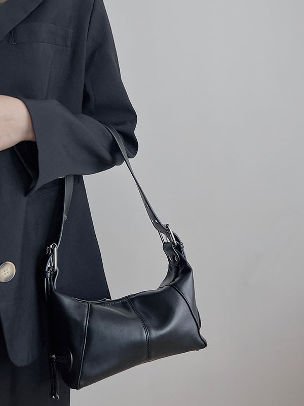 Buckle Solid Color Zipper Armpit Bags