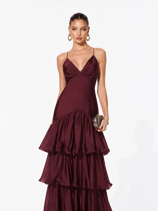Mariana Tiered Ruffle-Trim Camisole Maxi Dress