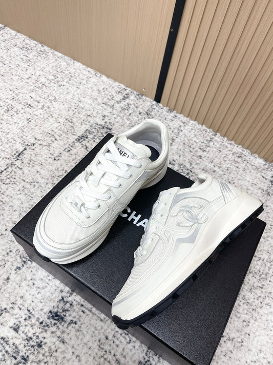 Chanel 26SS New Casual White Sneakers in Cowhide with Mesh Cloth 591414