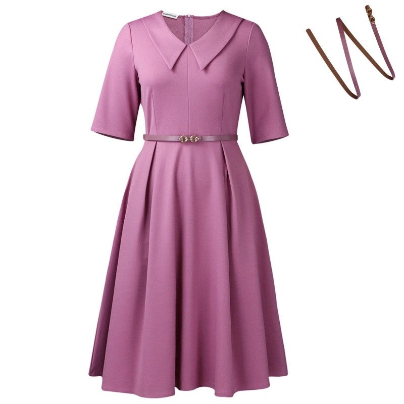 Solid Color Short Sleeve Dress