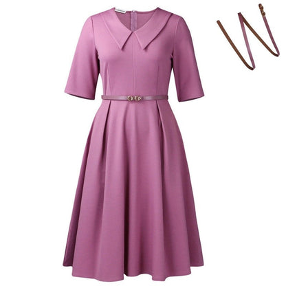 Solid Color Short Sleeve Dress