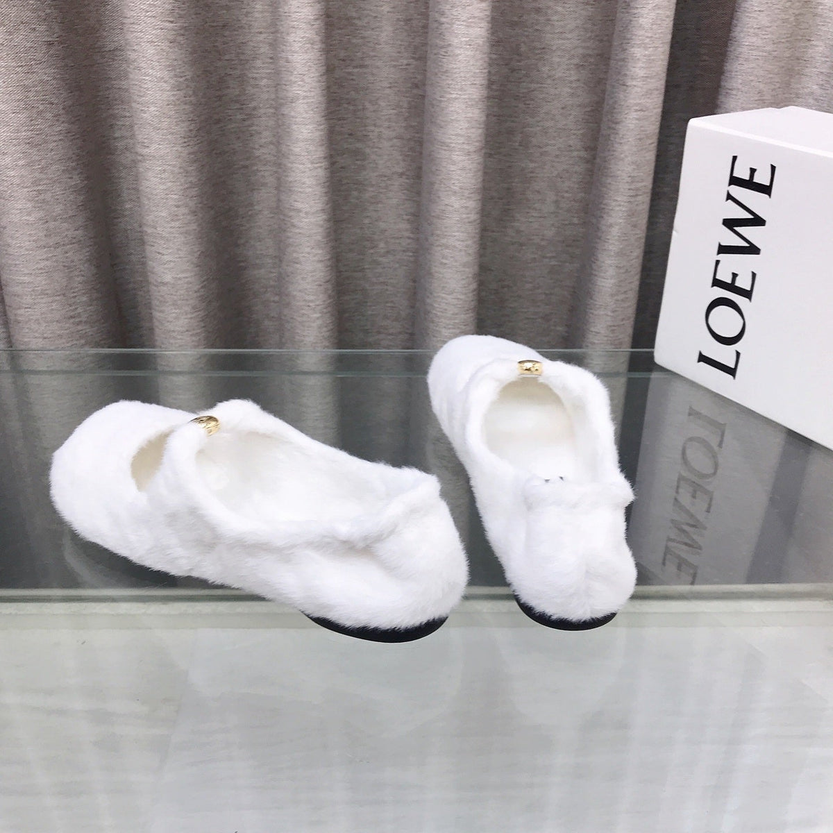 Loewe 2026 Ballet Flat White in Wool 597433