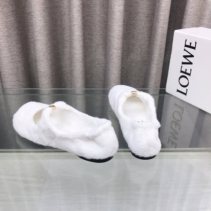 Loewe 2026 Ballet Flat White in Wool 597433