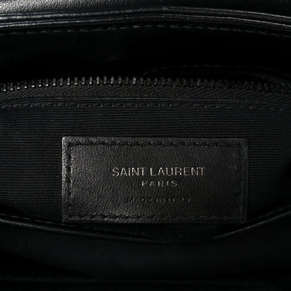 Calfskin Y Quilted Monogram Monochrome Toy Loulou Crossbody Bag Black