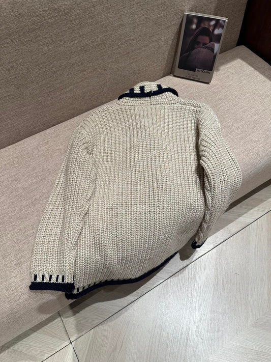 Chanel 25S Fragrant Milk Tea Color-Blocked Cardigan knitted 333184