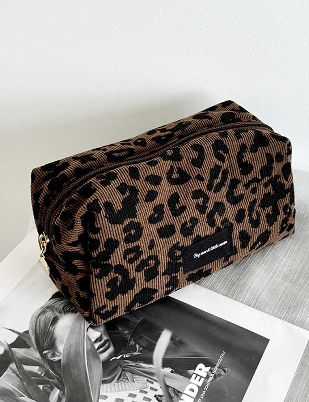 Minimalist Leopard Print Travel Portable Cosmetic Bag