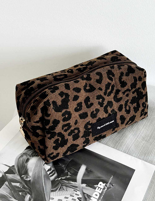 Minimalist Leopard Print Travel Portable Cosmetic Bag