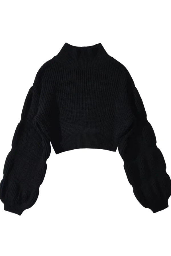 Loose Turtleneck Puff Sleeve Thick Sweater