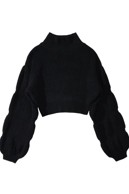 Loose Turtleneck Puff Sleeve Thick Sweater