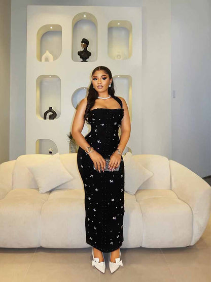 Celestia Backless Neck Hanging Maxi Dress