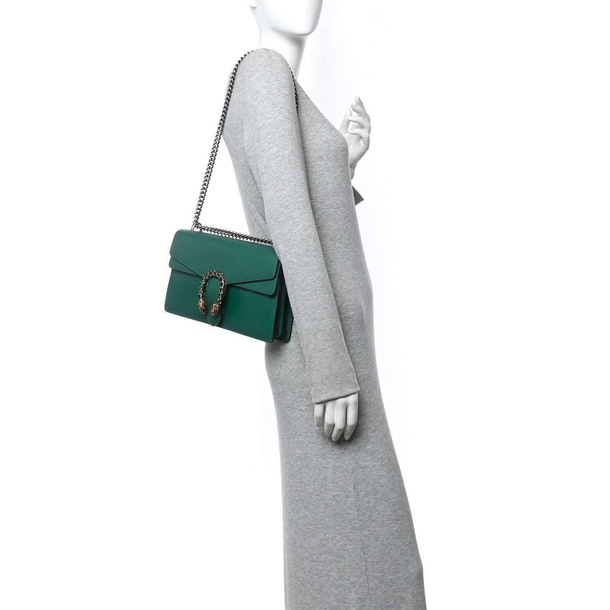 Pebbled Calfskin Small Dionysus Shoulder Bag Emerald