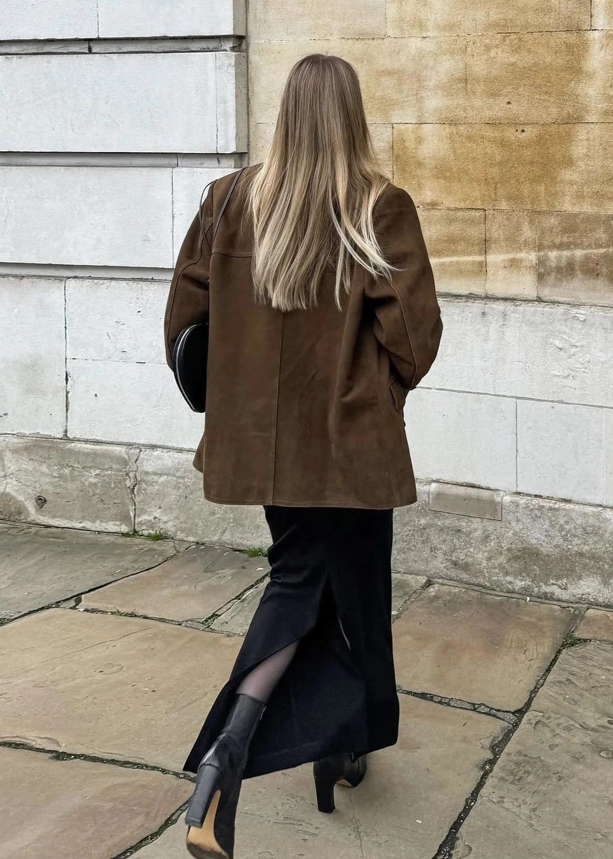 Turn Down Collar Coat Premium Brown Fabric