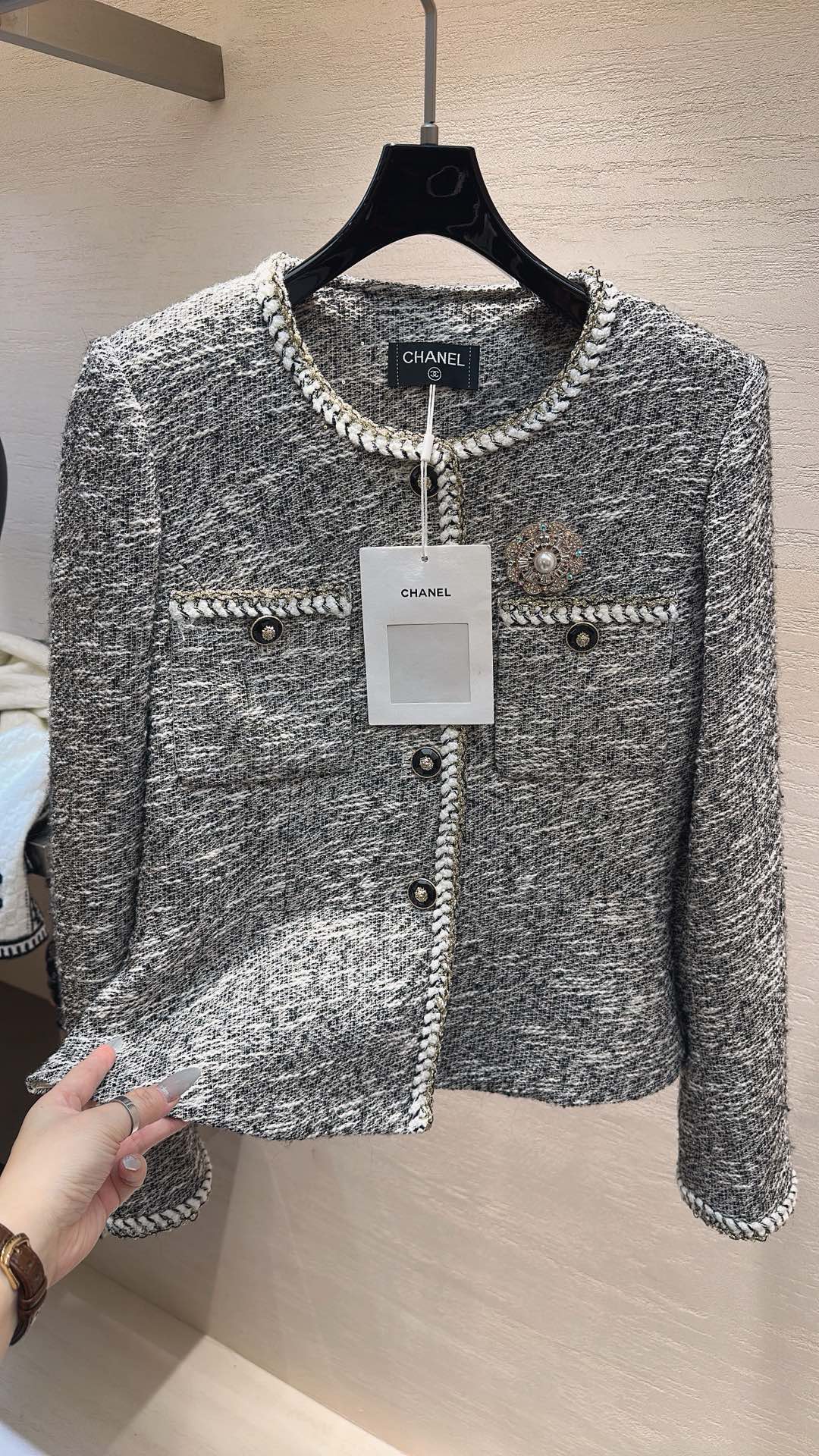 CHANEL CLASSIC ELEGANCE JACKET GRAY IN TWEED