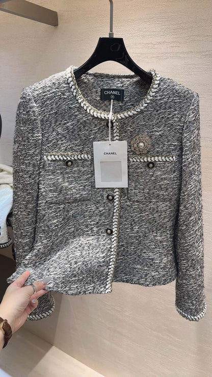 CHANEL CLASSIC ELEGANCE JACKET GRAY IN TWEED