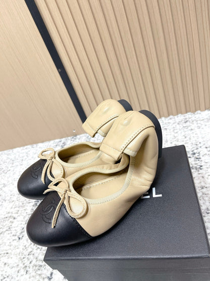 Chanel 26SS Ballet Flats Shoes Beige in Lambskin 591391