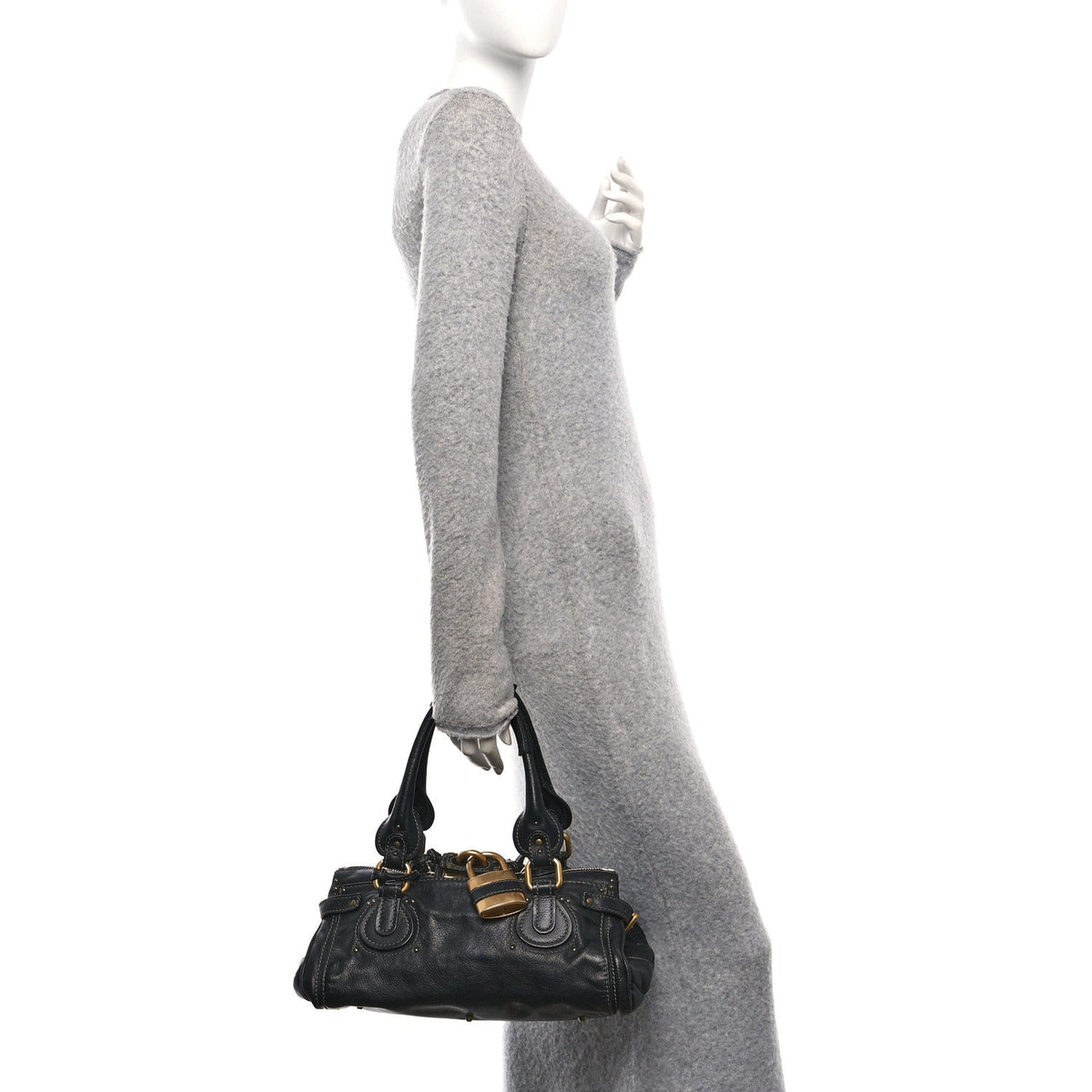 Calfskin Medium Paddington Satchel Black