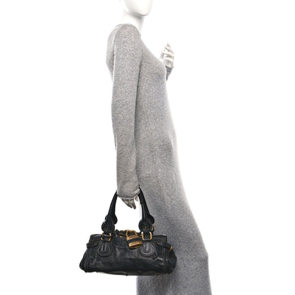 Calfskin Medium Paddington Satchel Black